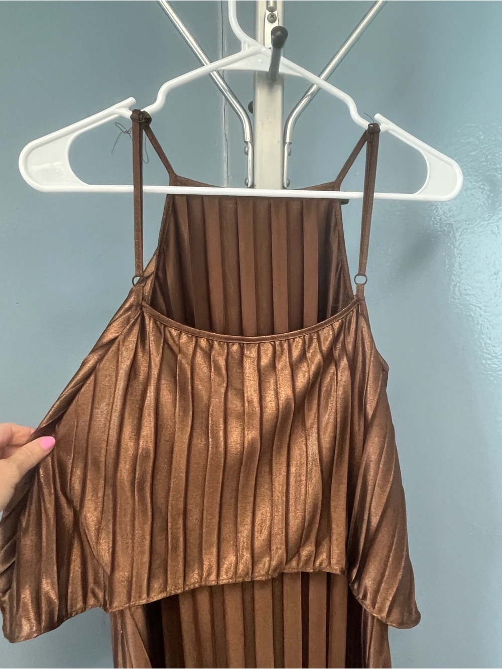 Brown Pleated Maxi Dress - Picture 5 of 7